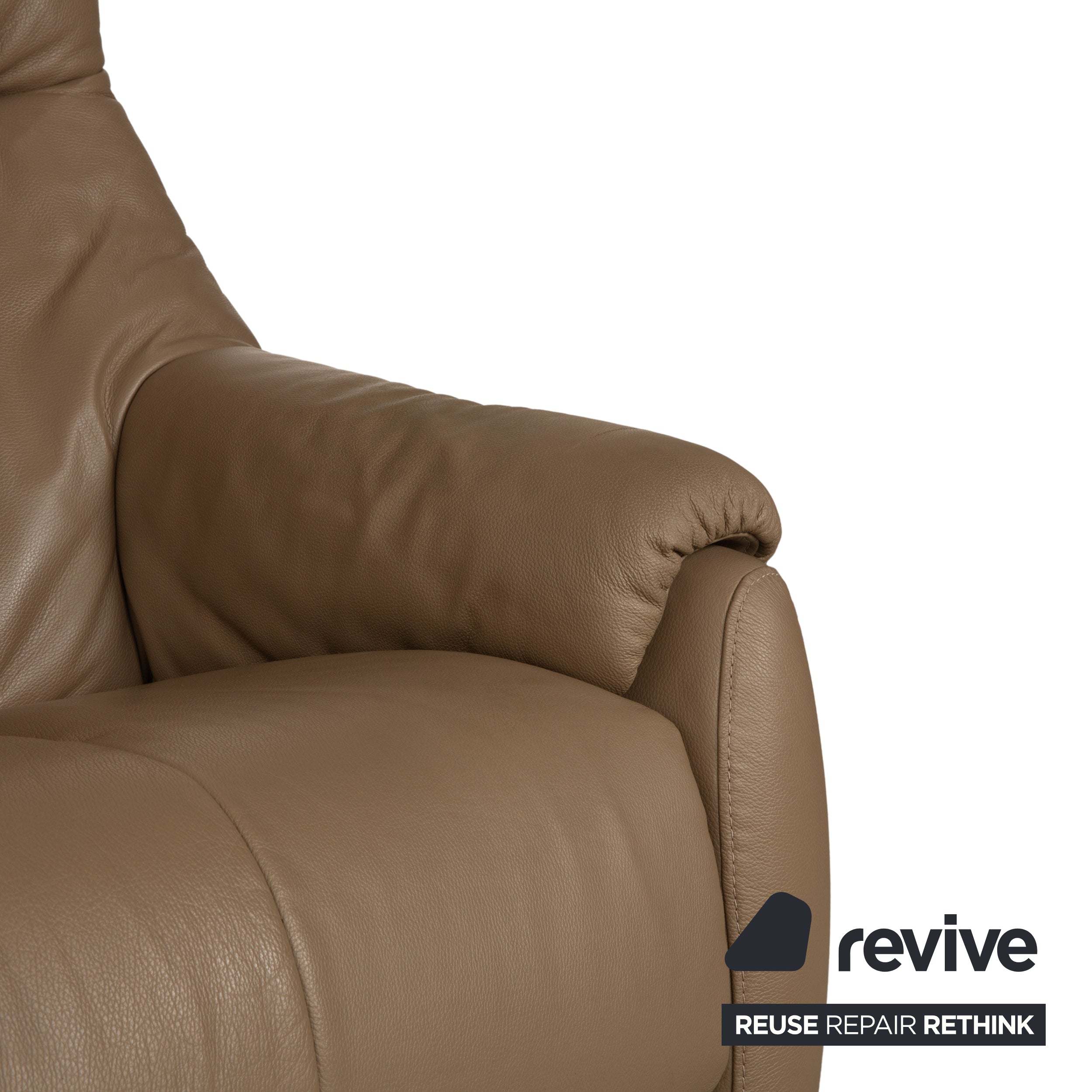 Himolla Cumuly Leather Two-Seater Brown Olive Electric Function Sofa Couch