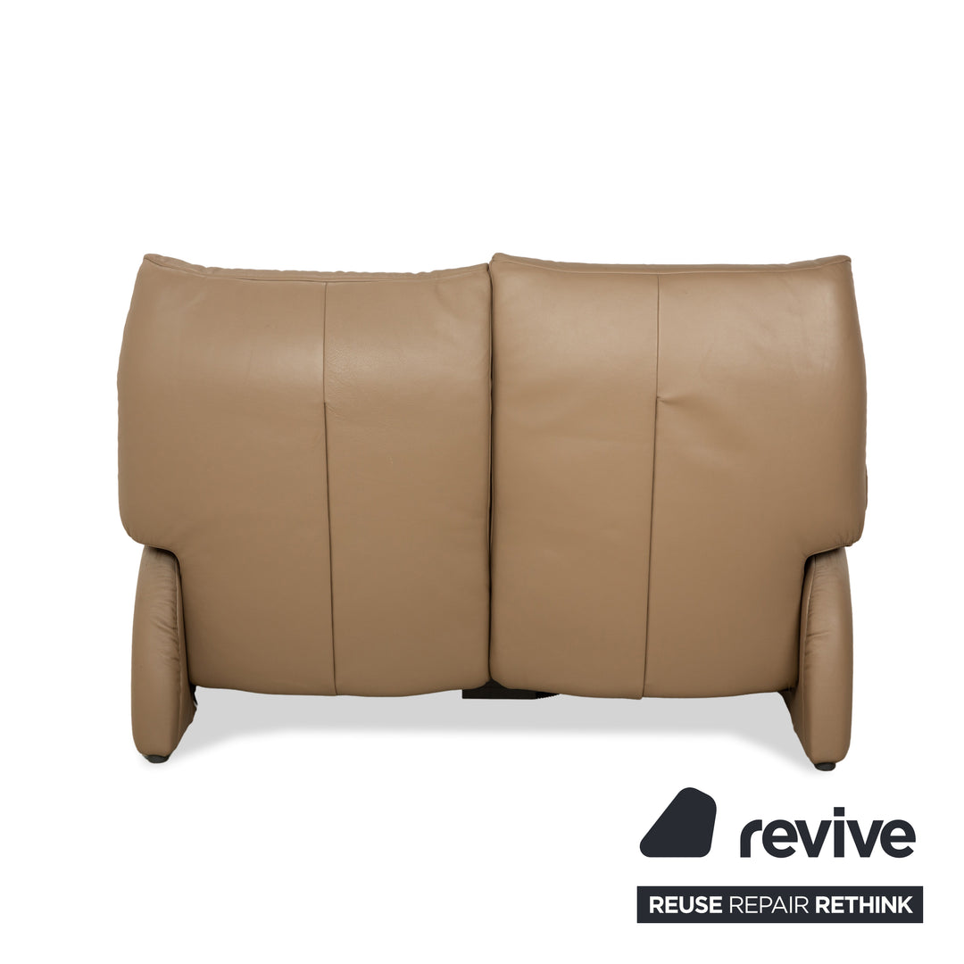 Himolla Cumuly Leather Two-Seater Brown Olive Electric Function Sofa Couch