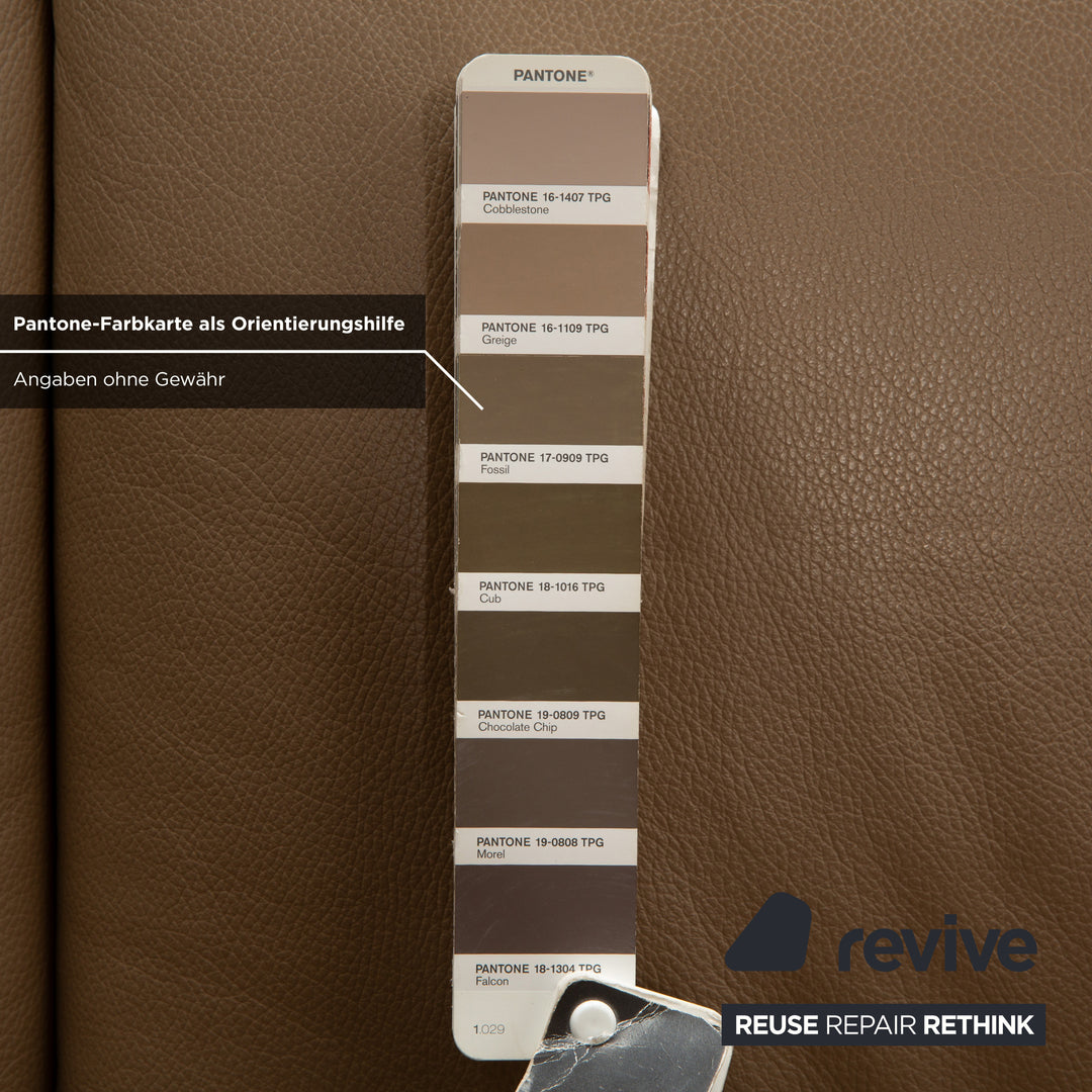 Himolla Cumuly Leather Two-Seater Brown Olive Electric Function Sofa Couch