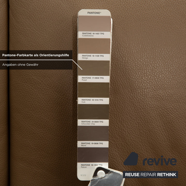 Himolla Cumuly Leather Two-Seater Brown Olive Electric Function Sofa Couch