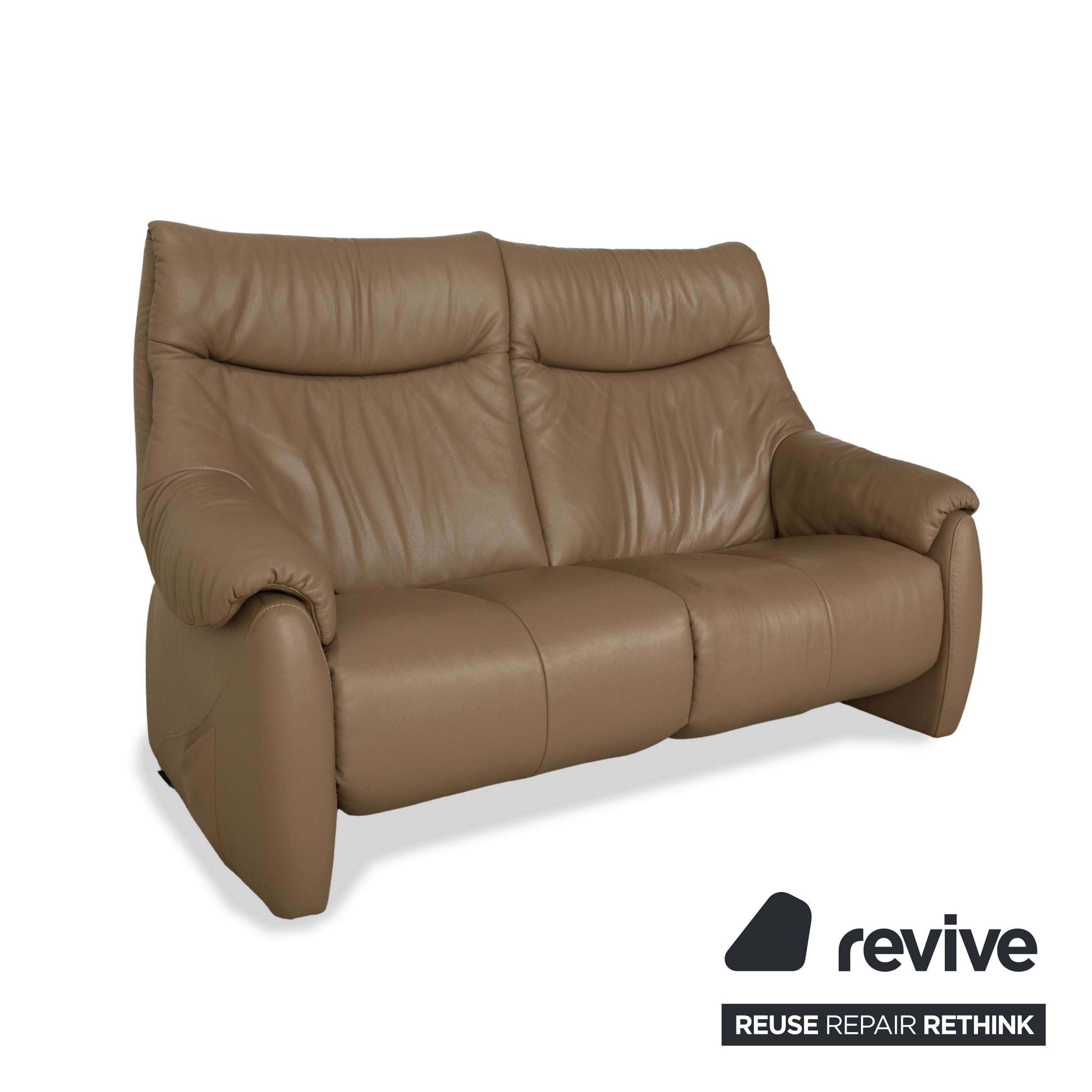 Himolla Cumuly Leather Two-Seater Brown Olive Electric Function Sofa Couch