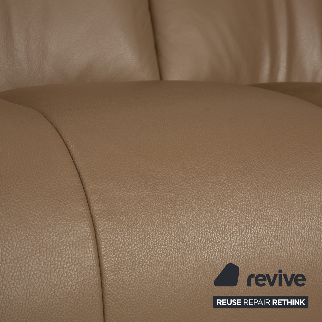 Himolla Cumuly Leather Two-Seater Brown Olive Electric Function Sofa Couch