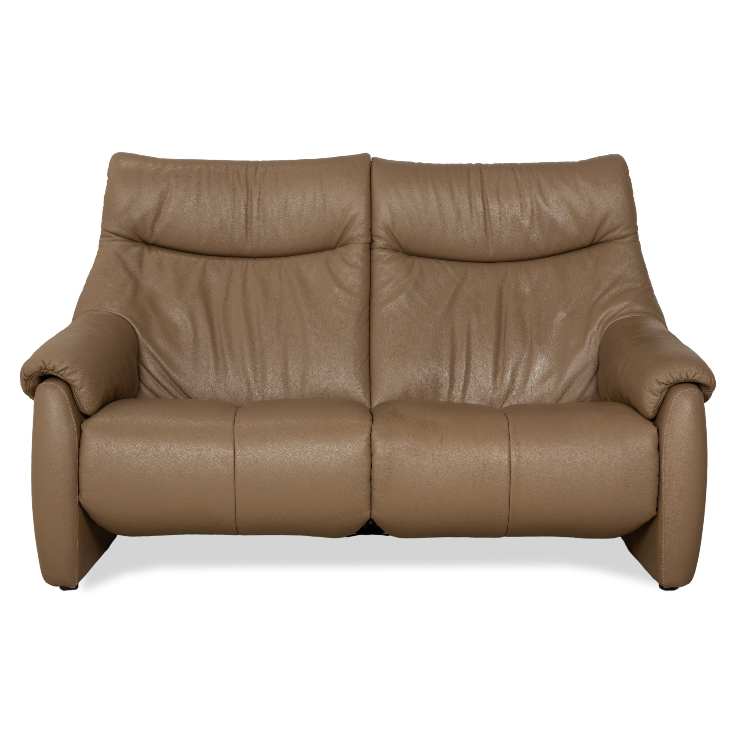 Himolla Cumuly Leather Two-Seater Brown Olive Electric Function Sofa Couch
