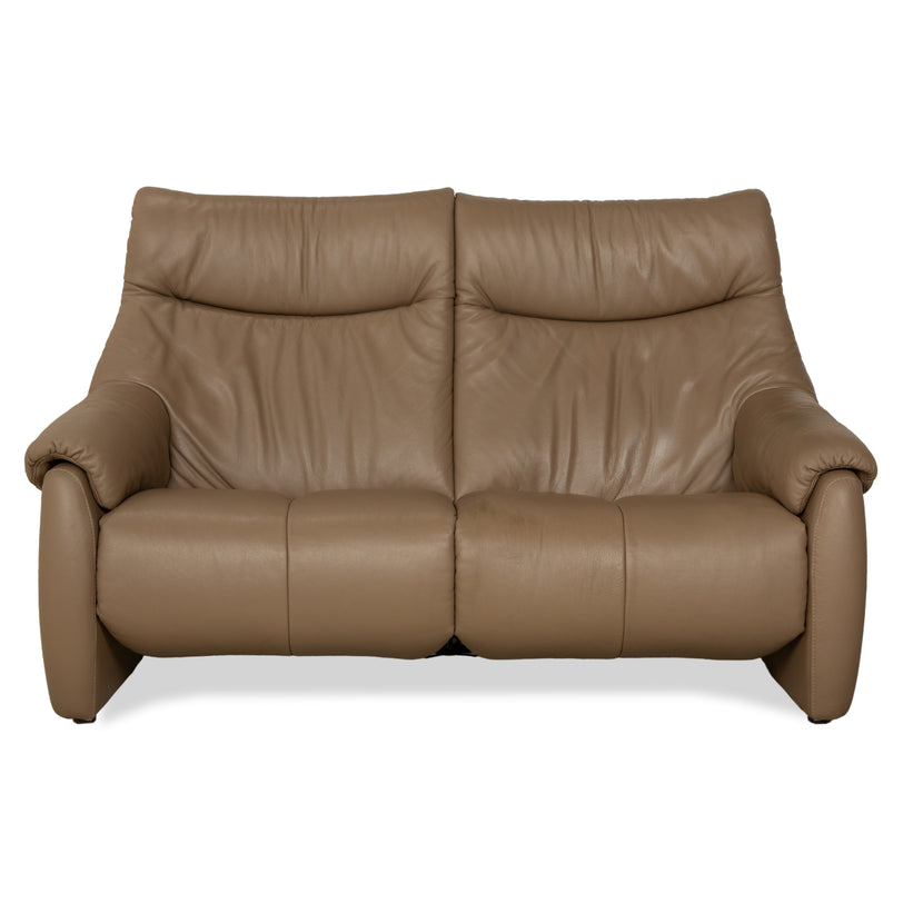 Himolla Cumuly Leather Two-Seater Brown Olive Electric Function Sofa Couch
