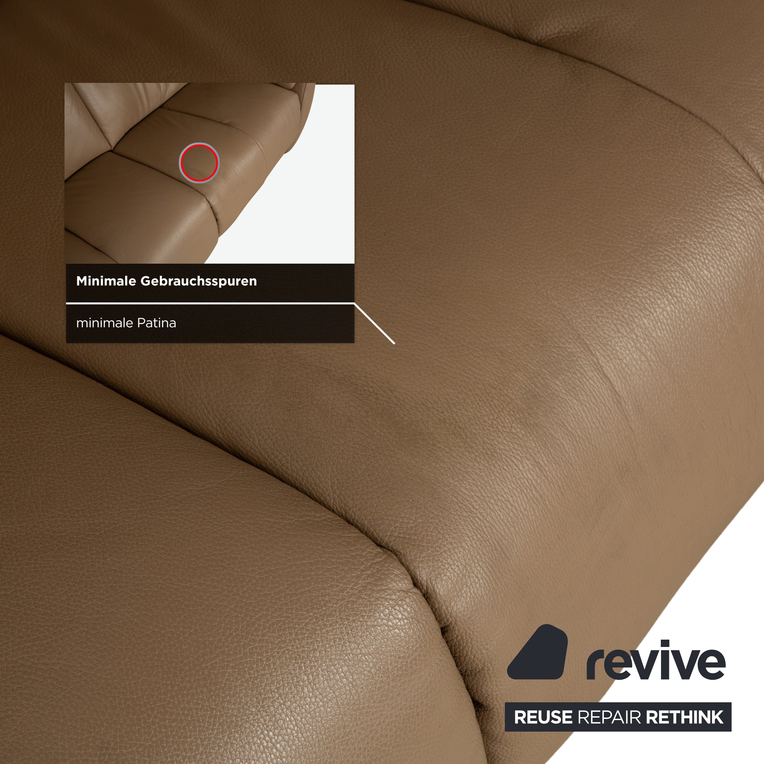 Himolla Cumuly Leather Two-Seater Brown Olive Electric Function Sofa Couch