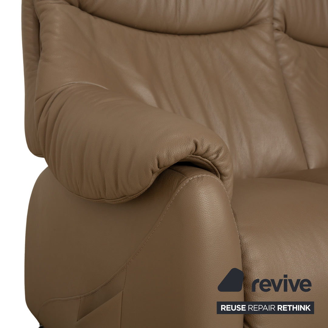 Himolla Cumuly Leather Two-Seater Brown Olive Electric Function Sofa Couch