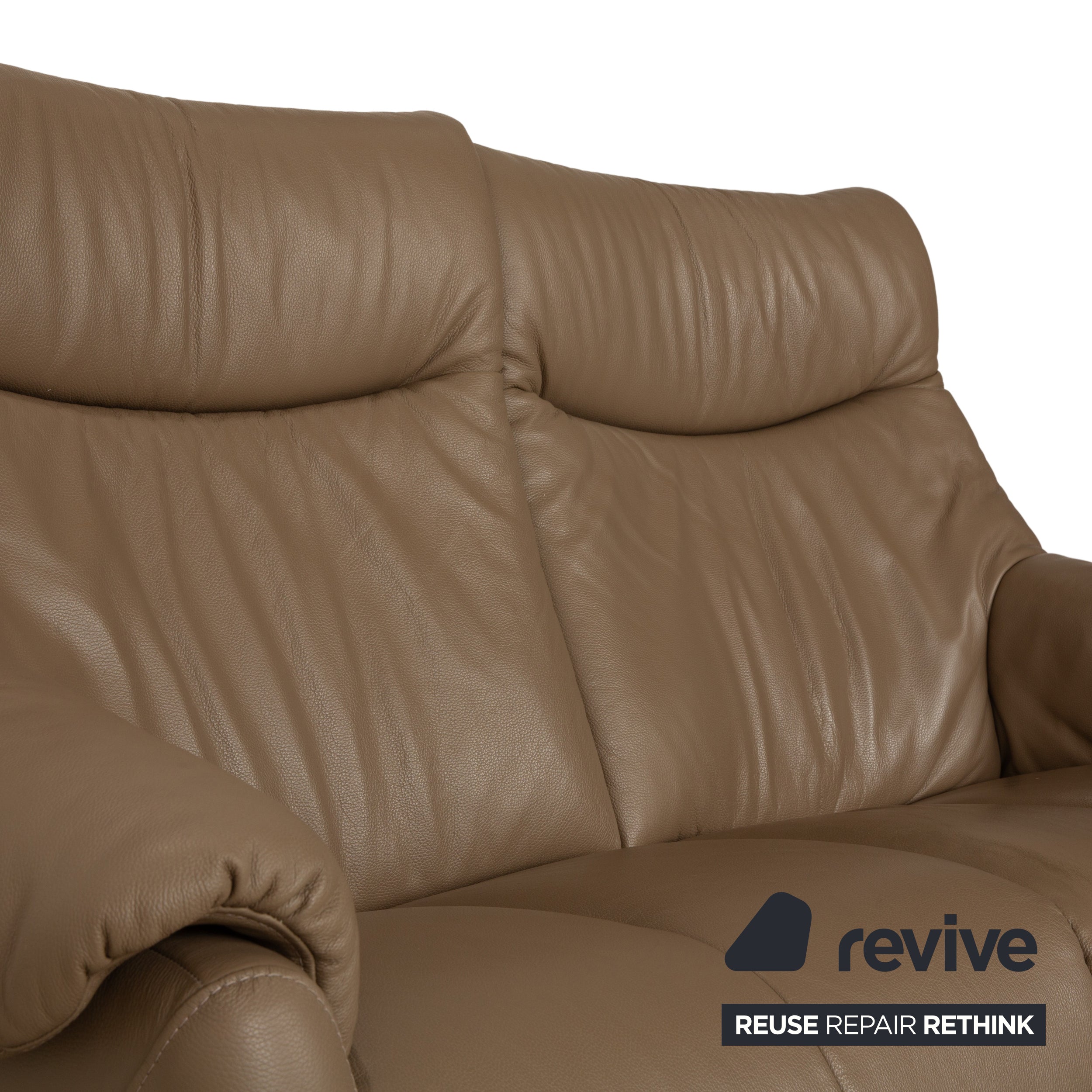 Himolla Cumuly Leather Two-Seater Brown Olive Electric Function Sofa Couch