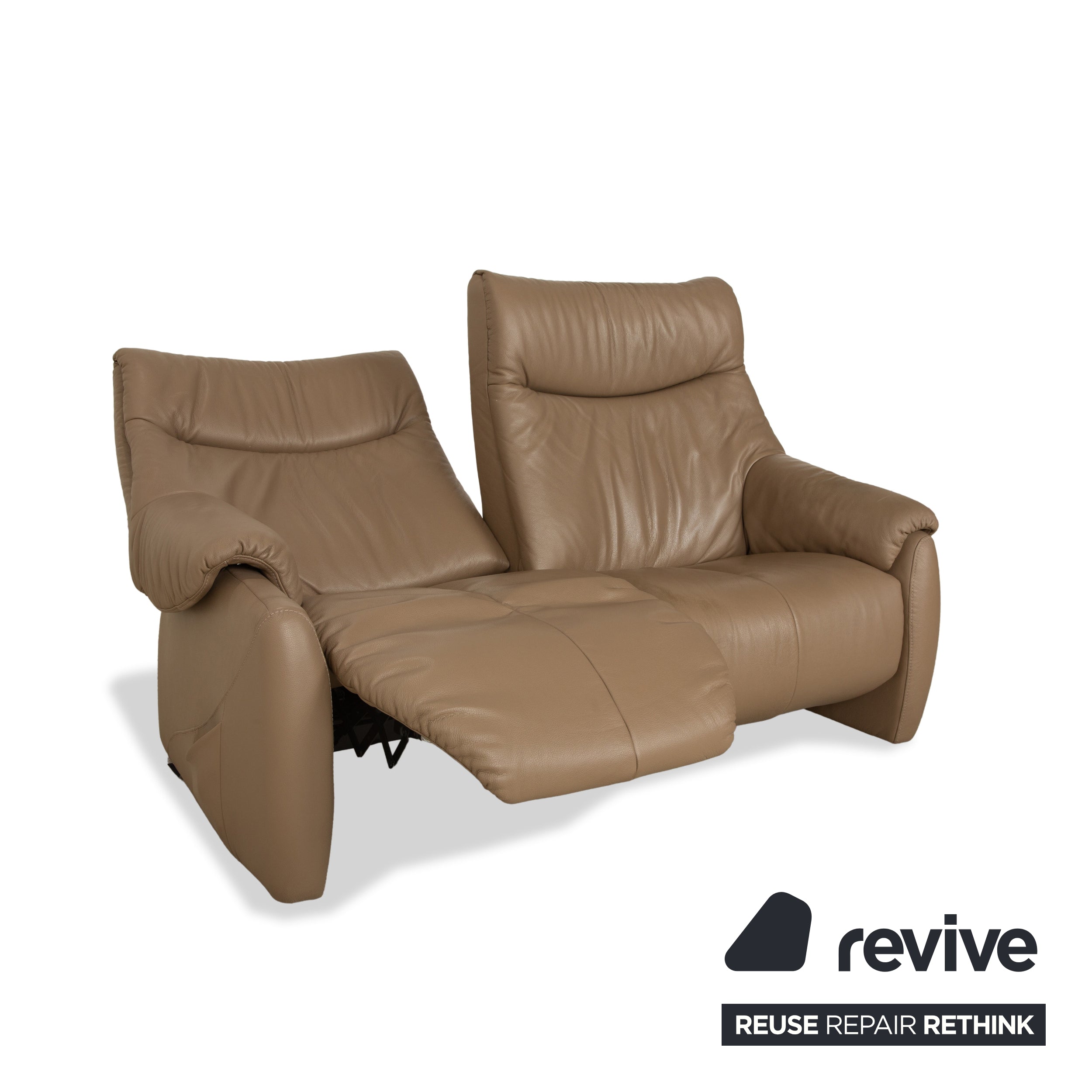 Himolla Cumuly Leather Two-Seater Brown Olive Electric Function Sofa Couch