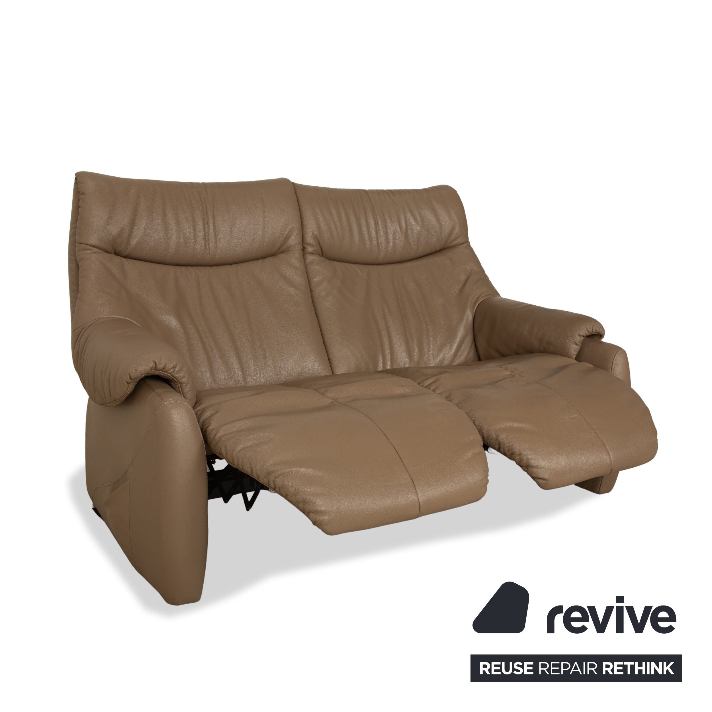 Himolla Cumuly Leather Two-Seater Brown Olive Electric Function Sofa Couch