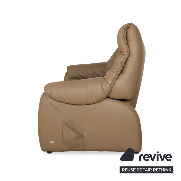 Himolla Cumuly Leather Two-Seater Brown Olive Electric Function Sofa Couch