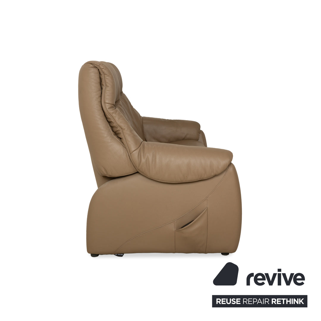 Himolla Cumuly Leather Two-Seater Brown Olive Electric Function Sofa Couch