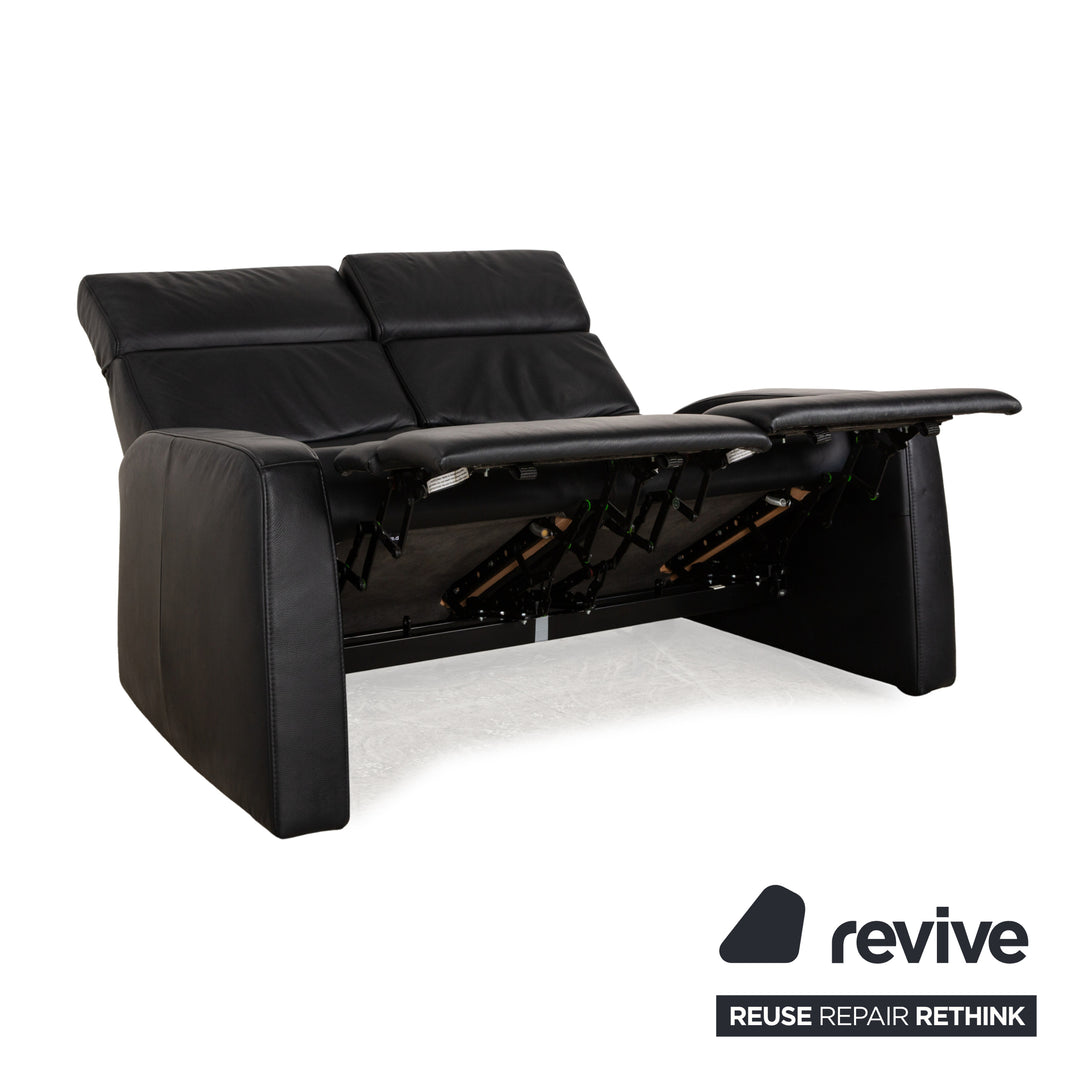 Himolla Cumuly Leather Two-Seater Dark Blue Manual Function Sofa Couch