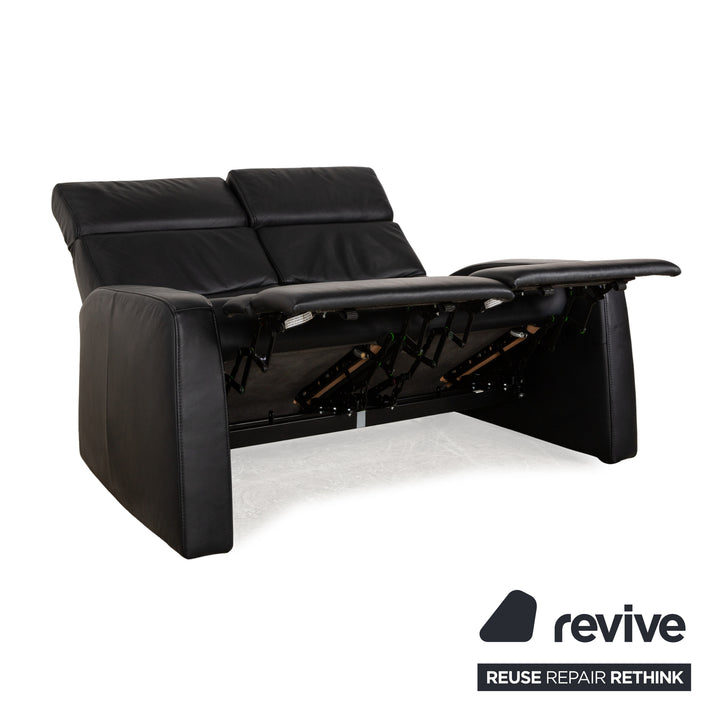 Himolla Cumuly Leather Two-Seater Dark Blue Manual Function Sofa Couch