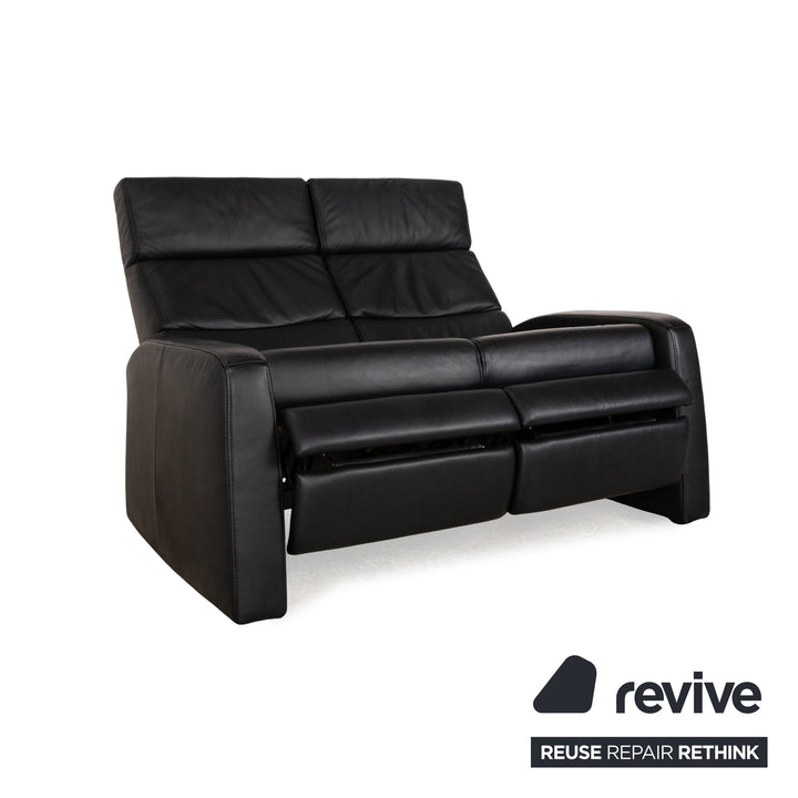 Himolla Cumuly Leather Two-Seater Dark Blue Manual Function Sofa Couch