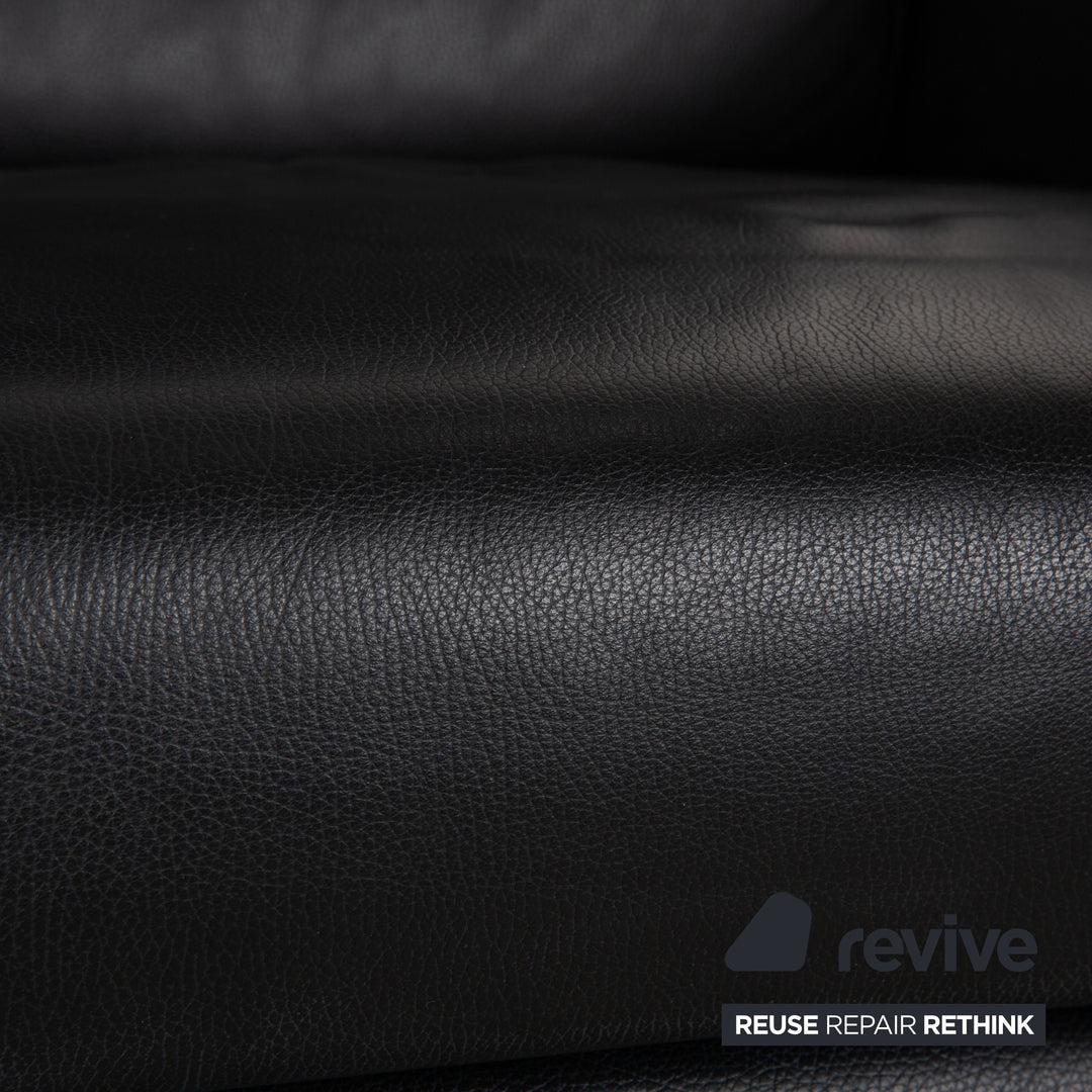 Himolla Cumuly Leather Two-Seater Dark Blue Manual Function Sofa Couch