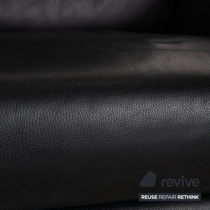 Himolla Cumuly Leather Two-Seater Dark Blue Manual Function Sofa Couch