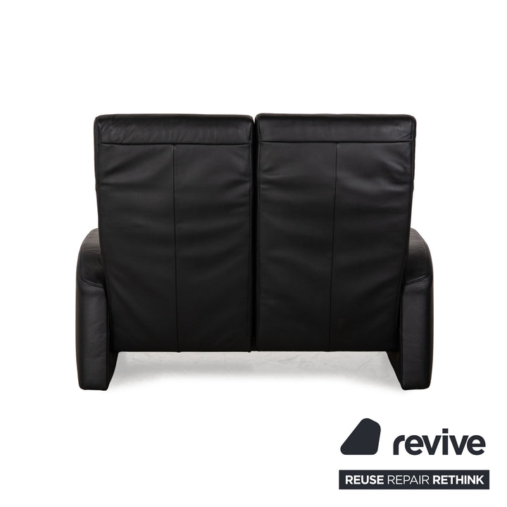 Himolla Cumuly Leather Two-Seater Dark Blue Manual Function Sofa Couch