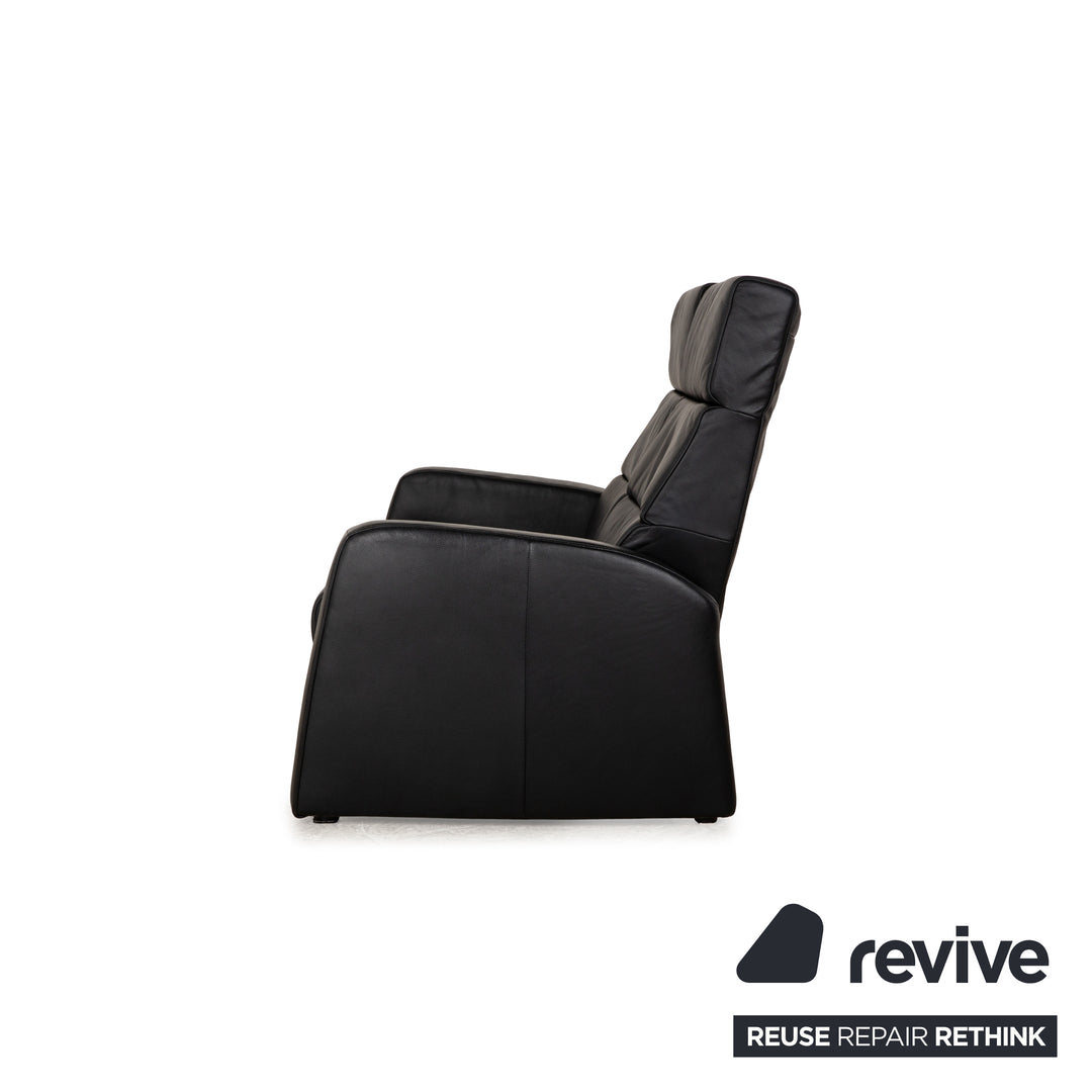 Himolla Cumuly Leather Two-Seater Dark Blue Manual Function Sofa Couch