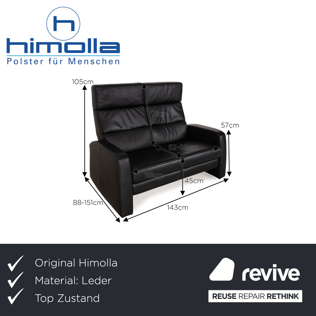 Himolla Cumuly Leather Two-Seater Dark Blue Manual Function Sofa Couch