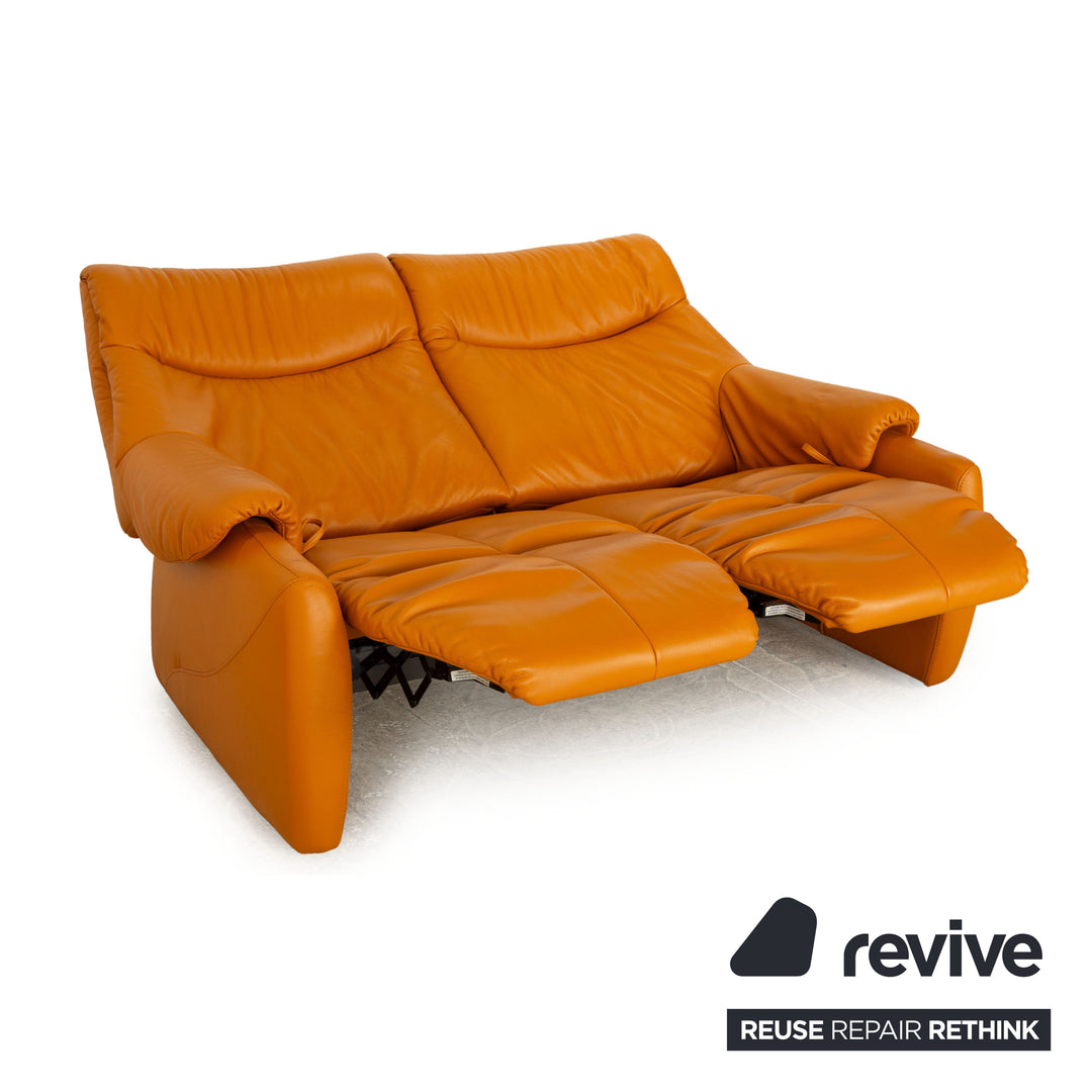 Himolla Cumuly Leather Two Seater Yellow Gold Manual Function Sofa Couch