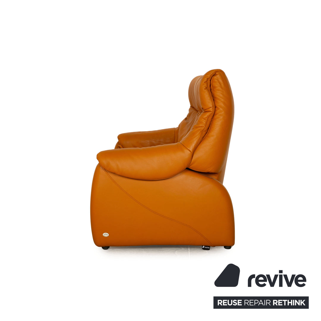 Himolla Cumuly Leather Two Seater Yellow Gold Manual Function Sofa Couch