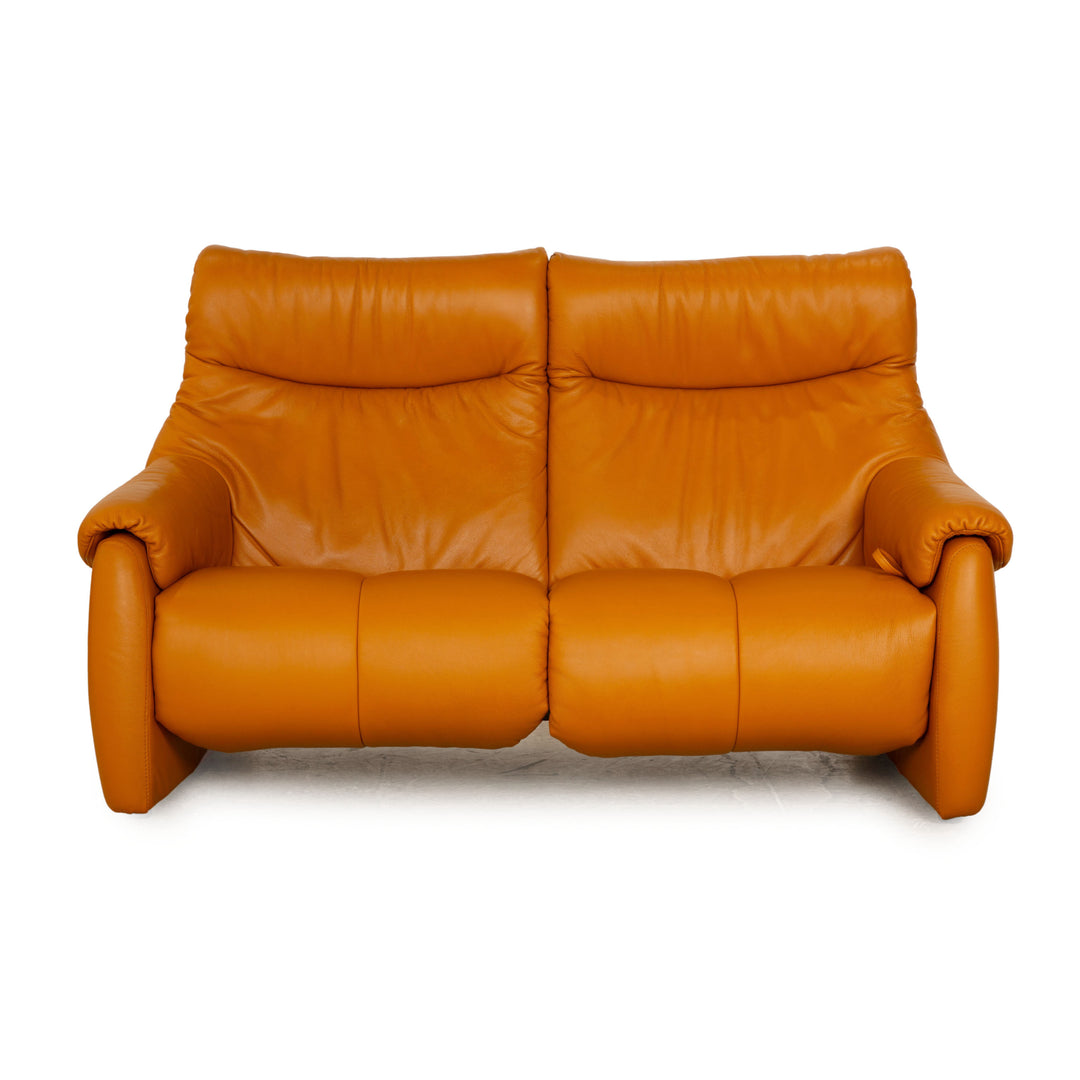 Himolla Cumuly Leather Two Seater Yellow Gold Manual Function Sofa Couch