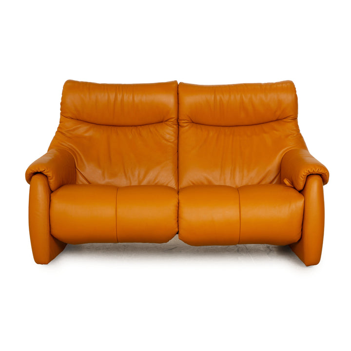 Himolla Cumuly Leather Two Seater Yellow Gold Manual Function Sofa Couch