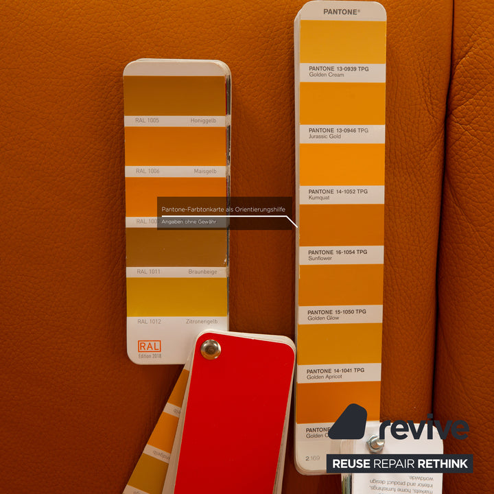 Himolla Cumuly Leather Two Seater Yellow Gold Manual Function Sofa Couch