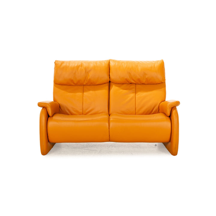 Himolla Cumuly Leather Two Seater Orange Apricot Sofa Couch