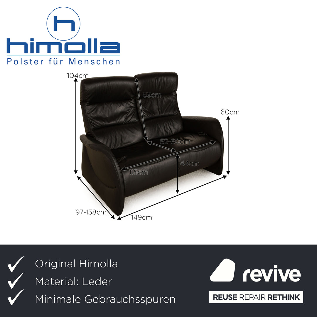 Himolla Cumuly Leather Two Seater Black Manual Function Sofa Couch