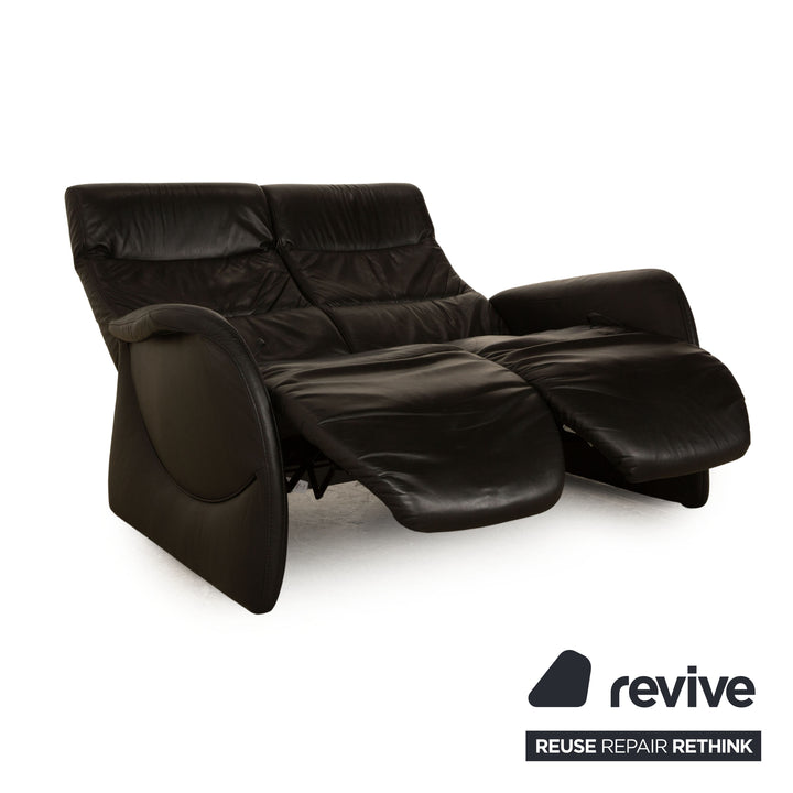 Himolla Cumuly Leather Two Seater Black Manual Function Sofa Couch