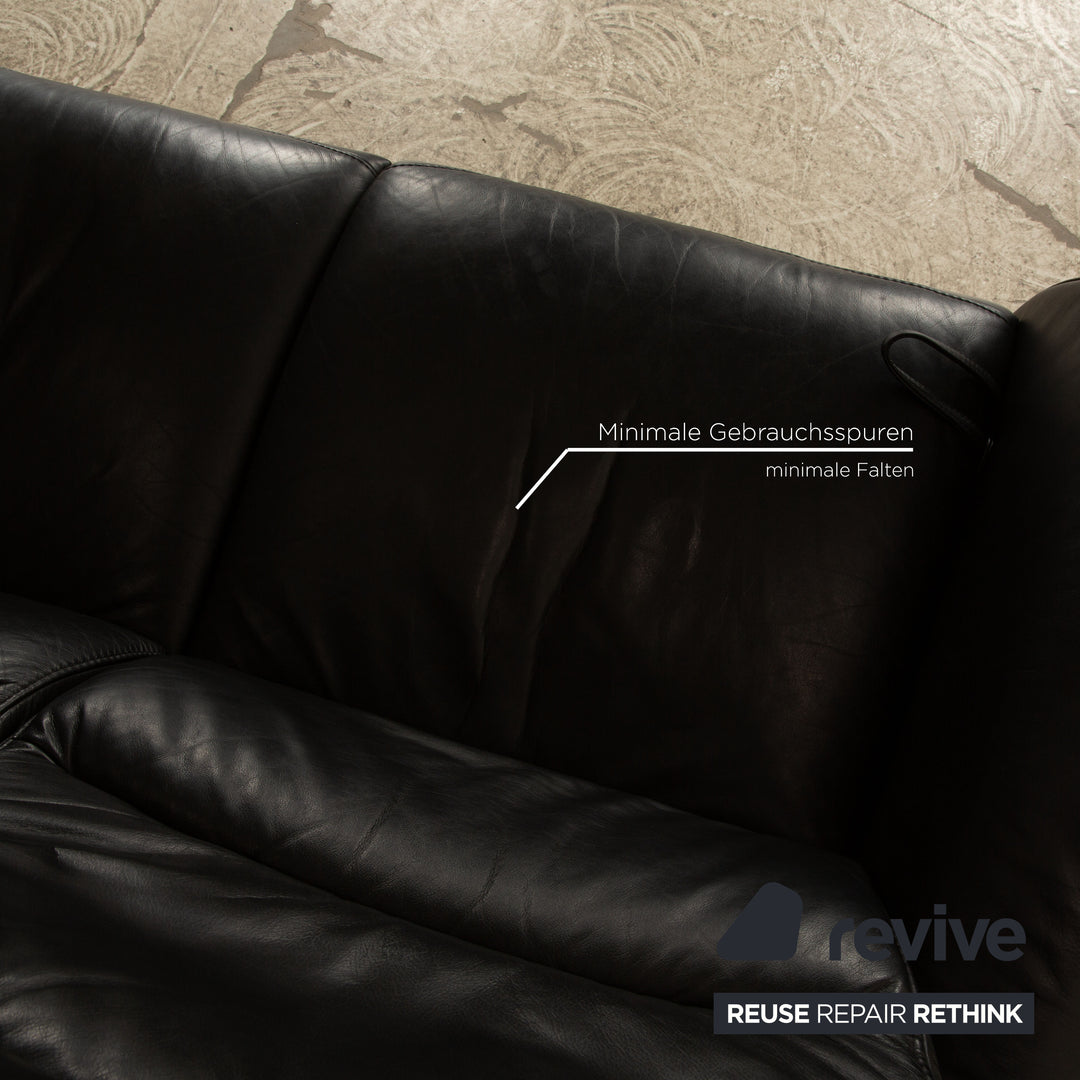 Himolla Cumuly Leather Two Seater Black Manual Function Sofa Couch