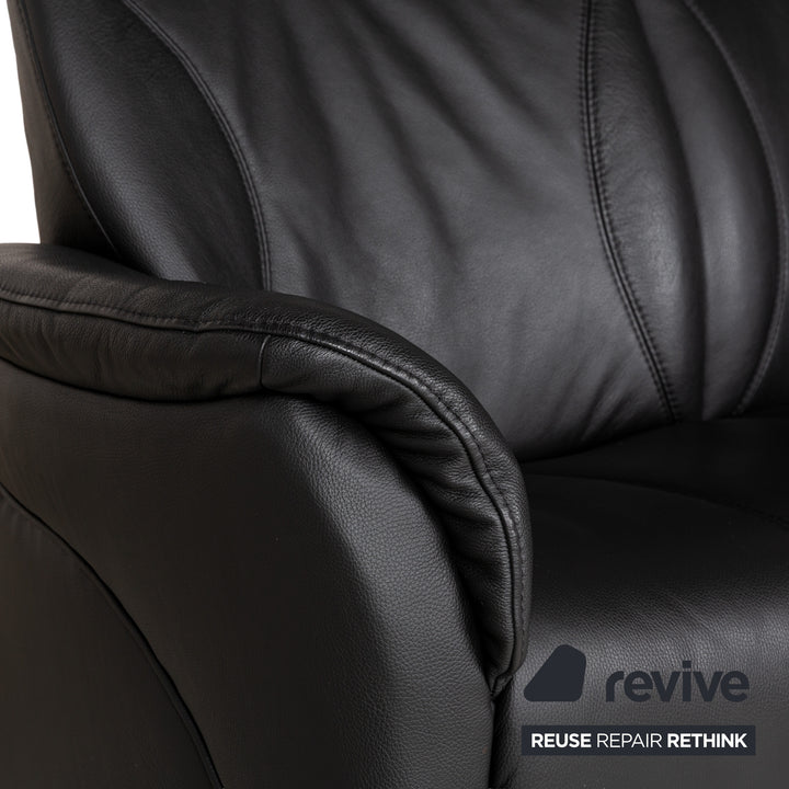 Himolla Cumuly Leather Two-Seater Black Sofa Couch