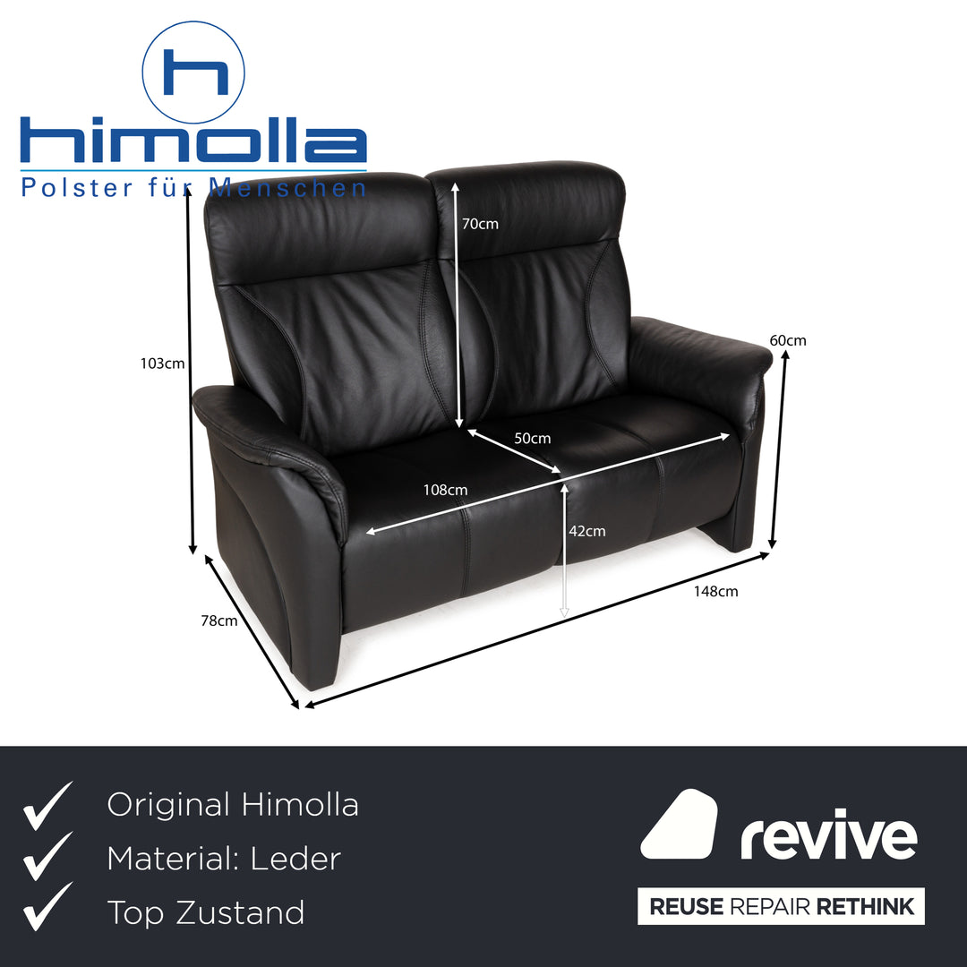 Himolla Cumuly Leather Two-Seater Black Sofa Couch