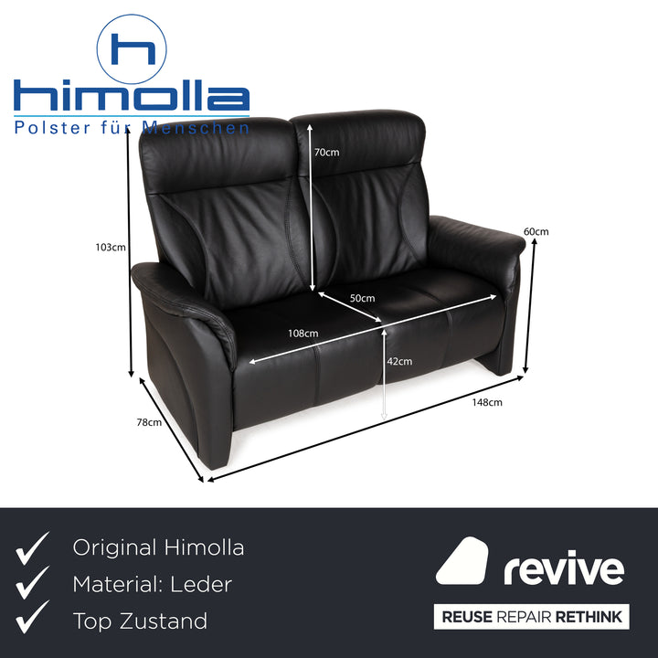 Himolla Cumuly Leather Two-Seater Black Sofa Couch