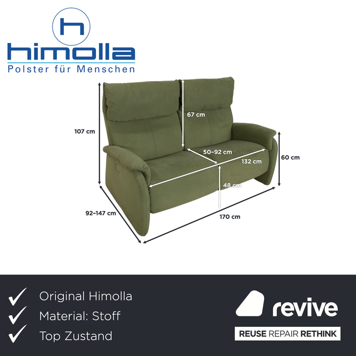 Himolla Cumuly Stoff Zweisitzer Grün Oliv erlektr. Funktion Sofa Couch