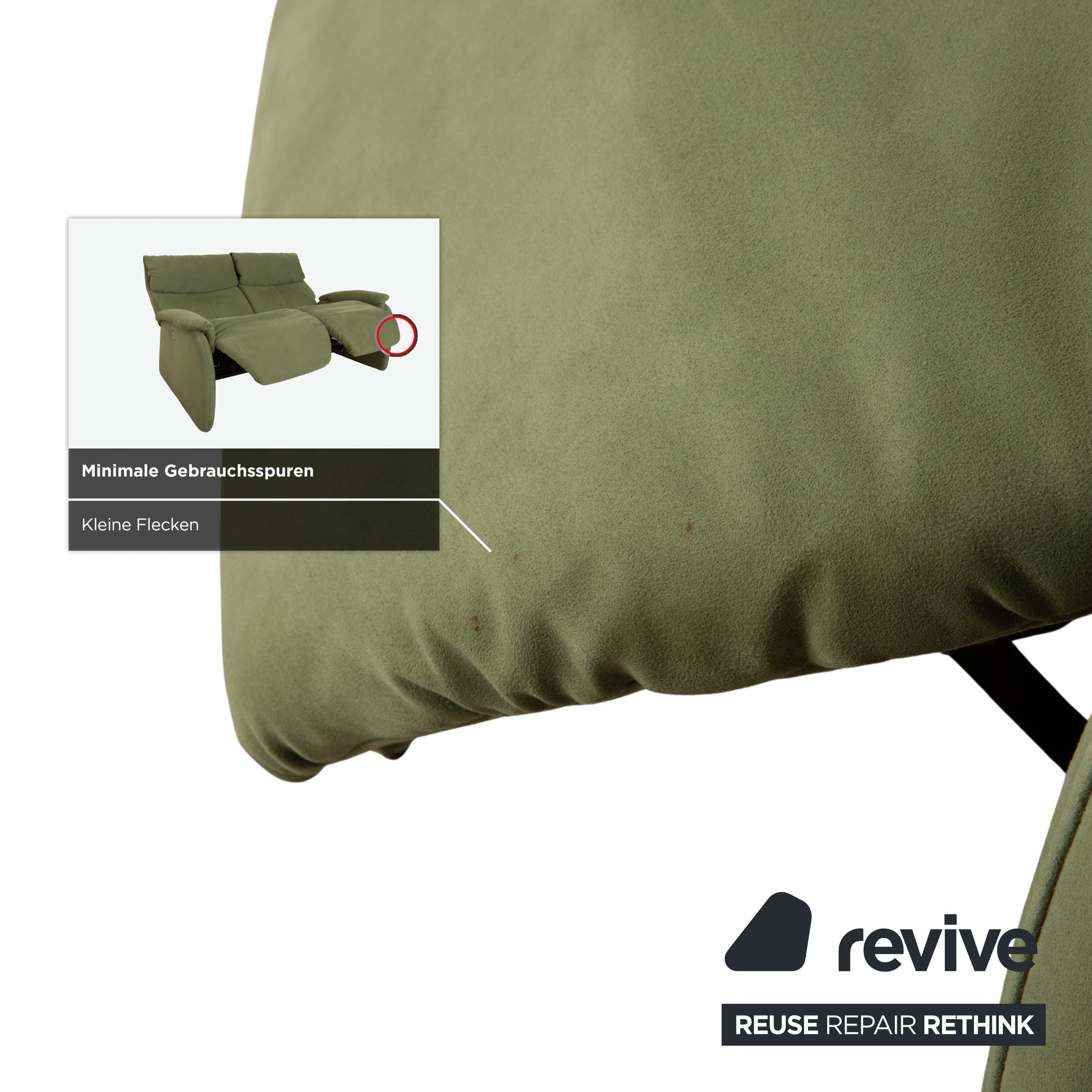 Himolla Cumuly fabric two-seater green olive electric function sofa couch