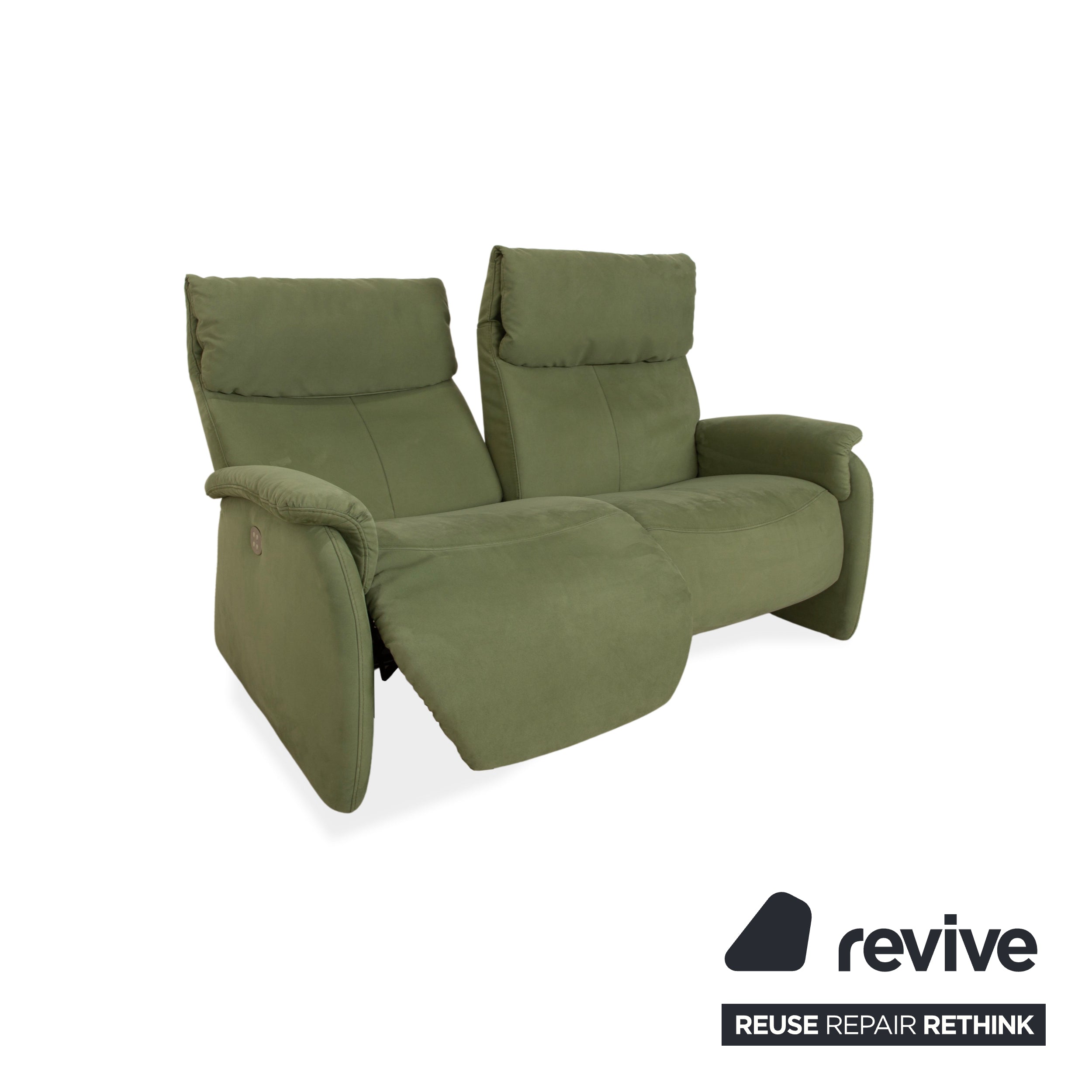 Himolla Cumuly fabric two-seater green olive electric function sofa couch
