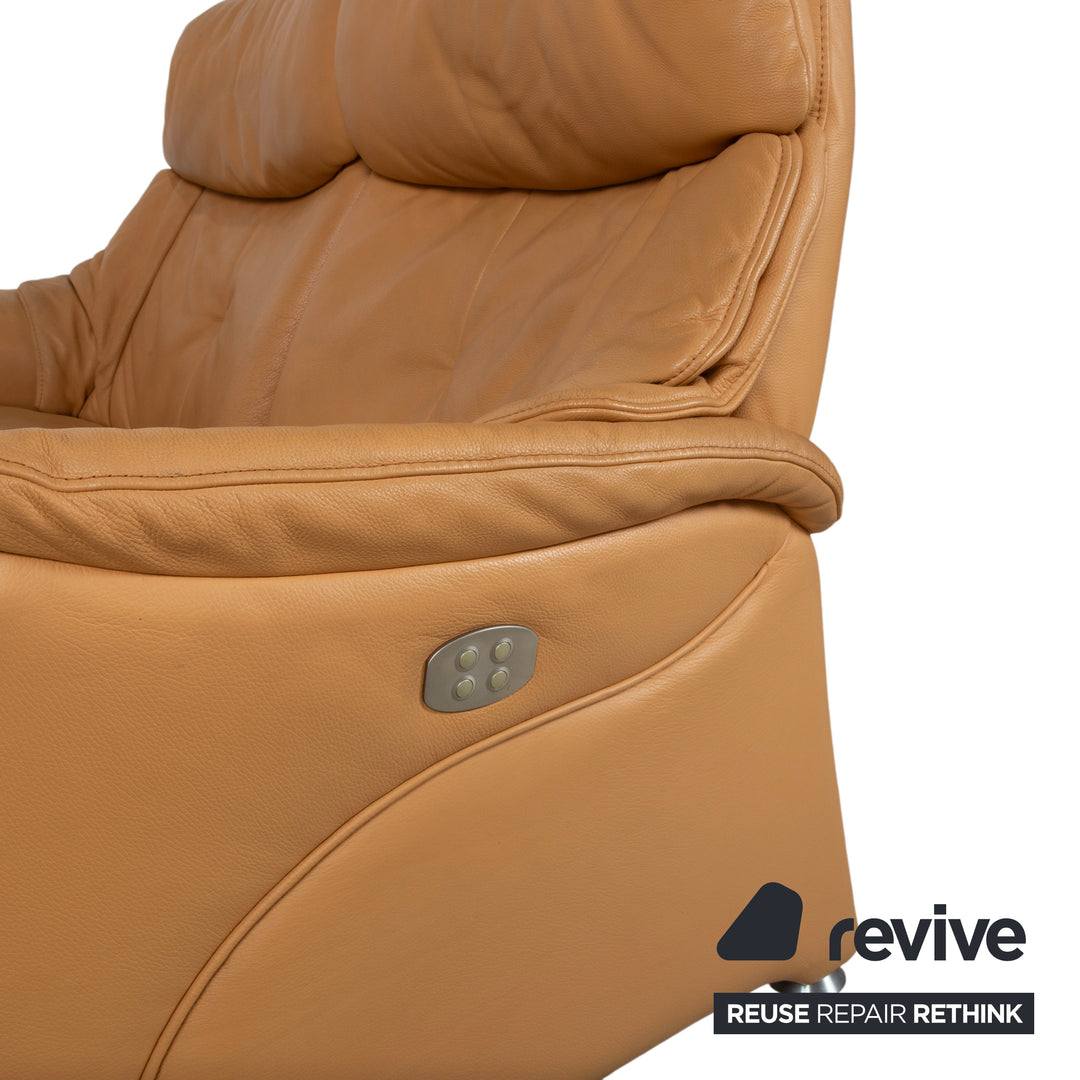 Himolla Three-Seater Leather Sofa Cognac Orange Couch