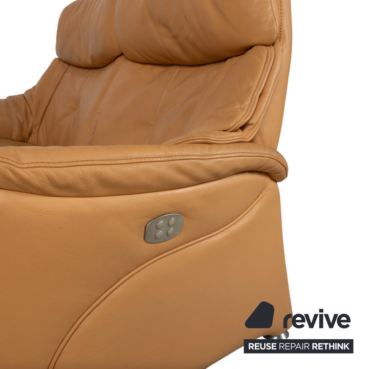 Himolla Three-Seater Leather Sofa Cognac Orange Couch