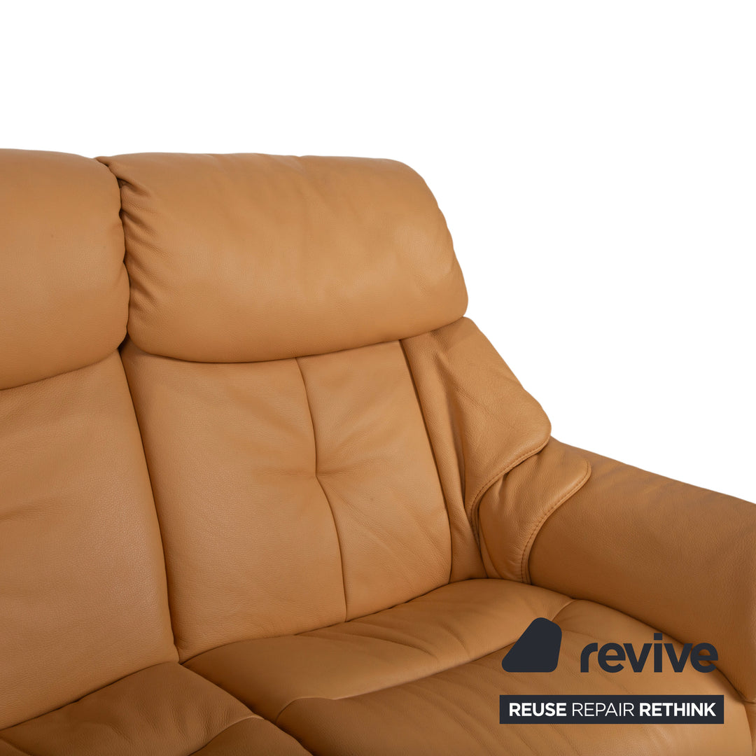 Himolla Three-Seater Leather Sofa Cognac Orange Couch