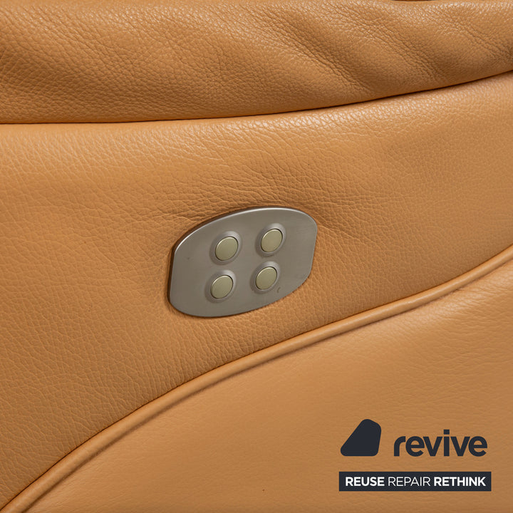 Himolla Three-Seater Leather Sofa Cognac Orange Couch