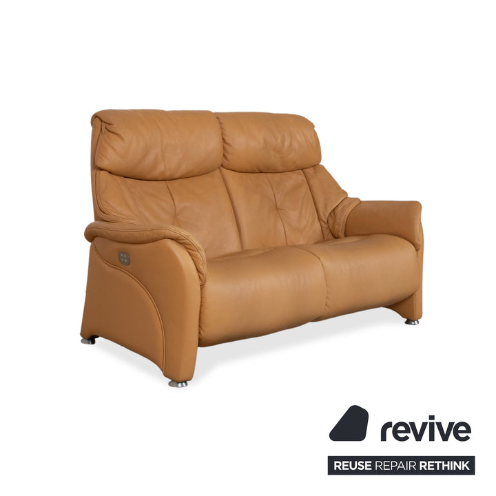 Himolla Three-Seater Leather Sofa Cognac Orange Couch