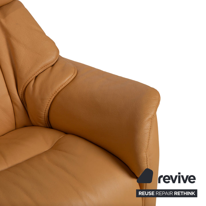 Himolla Three-Seater Leather Sofa Cognac Orange Couch