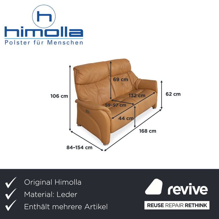 Himolla Three-Seater Leather Sofa Cognac Orange Couch