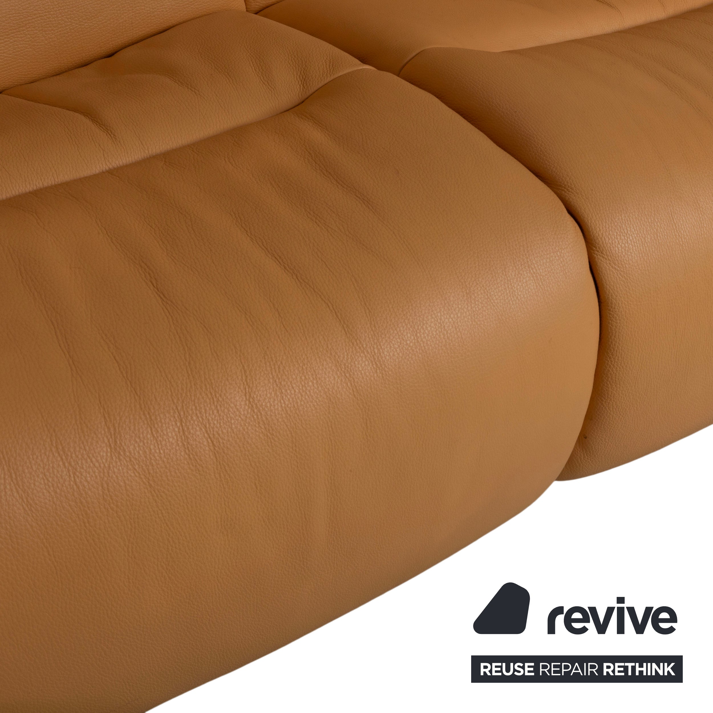 Himolla Three-Seater Leather Sofa Cognac Orange Couch
