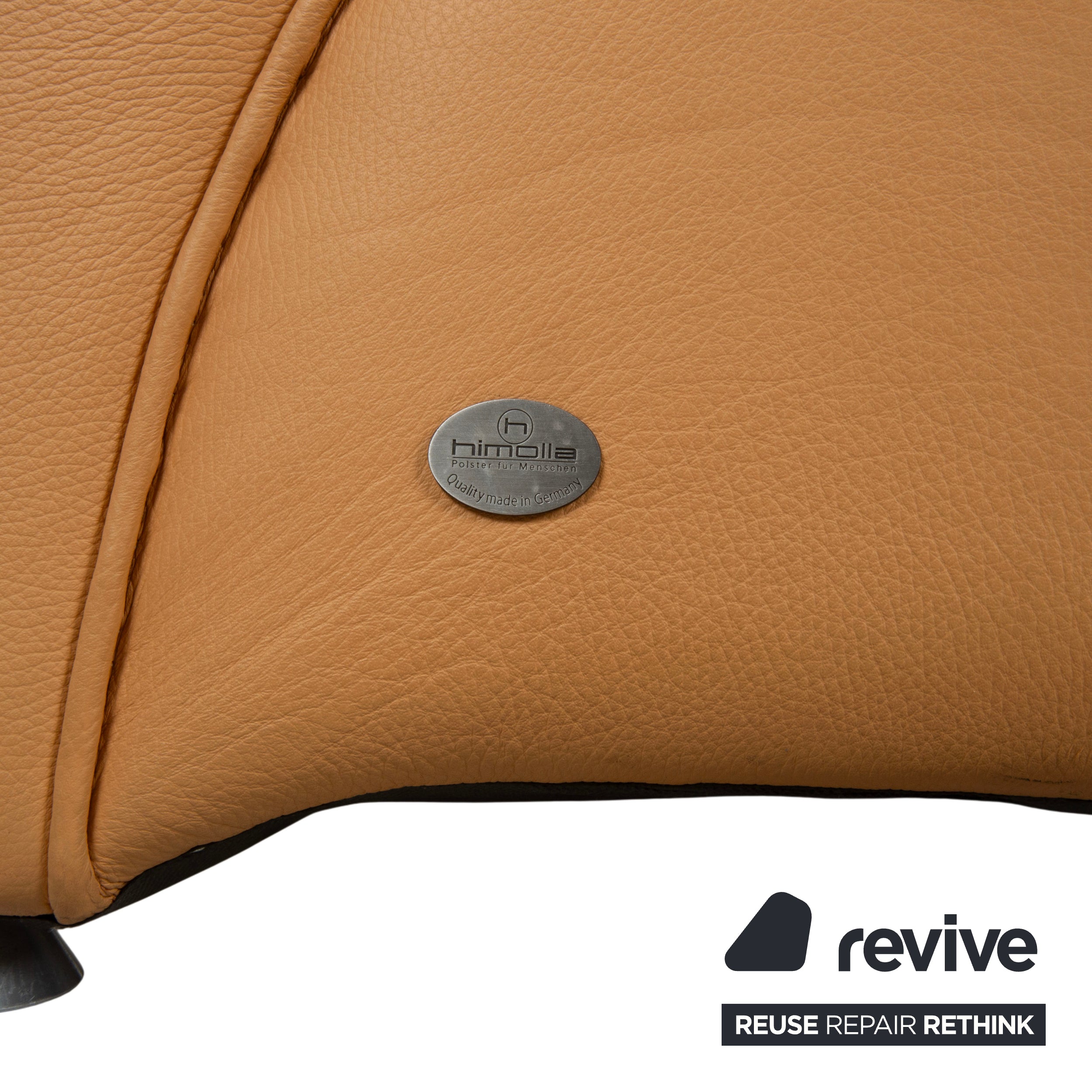 Himolla Three-Seater Leather Sofa Cognac Orange Couch