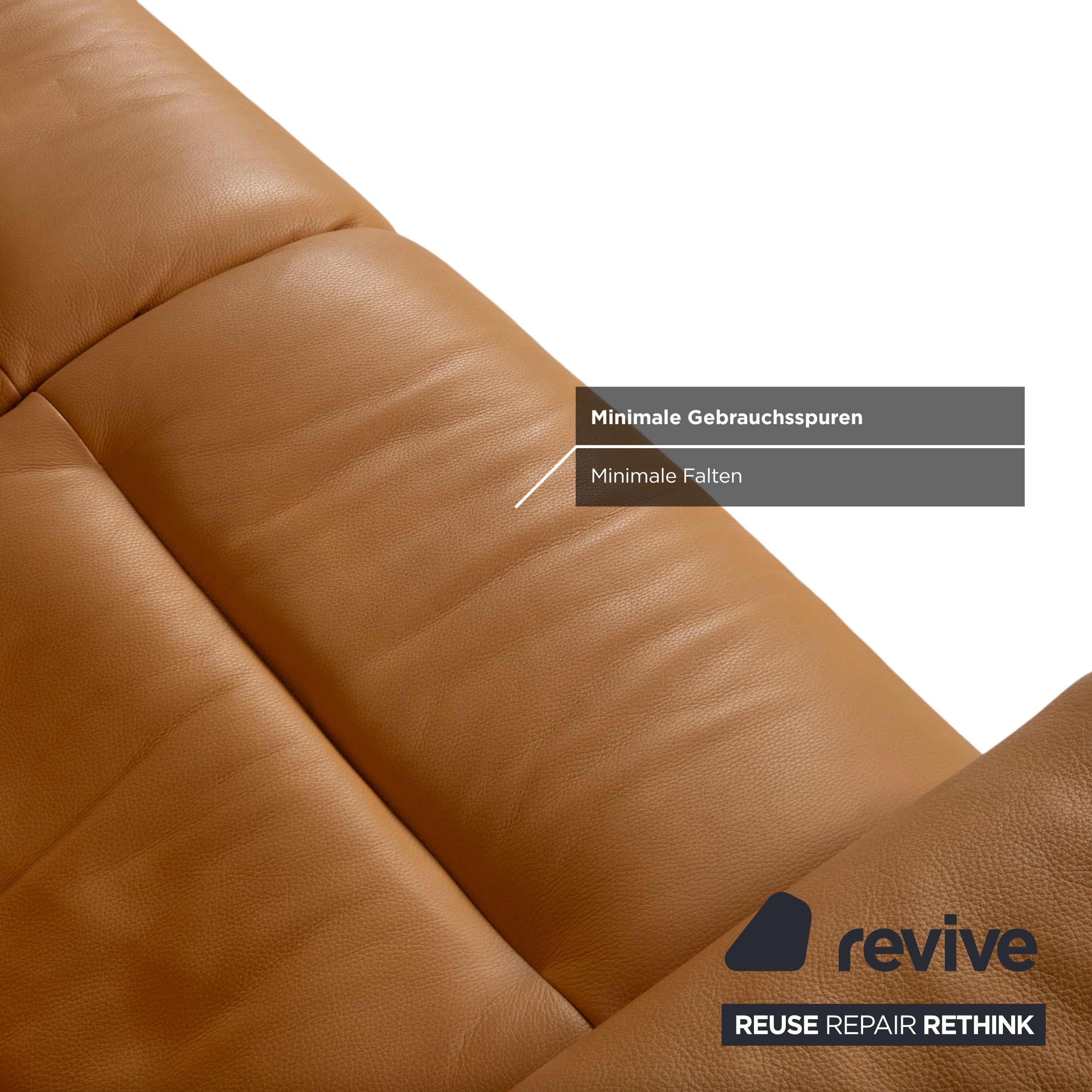 Himolla Three-Seater Leather Sofa Cognac Orange Couch