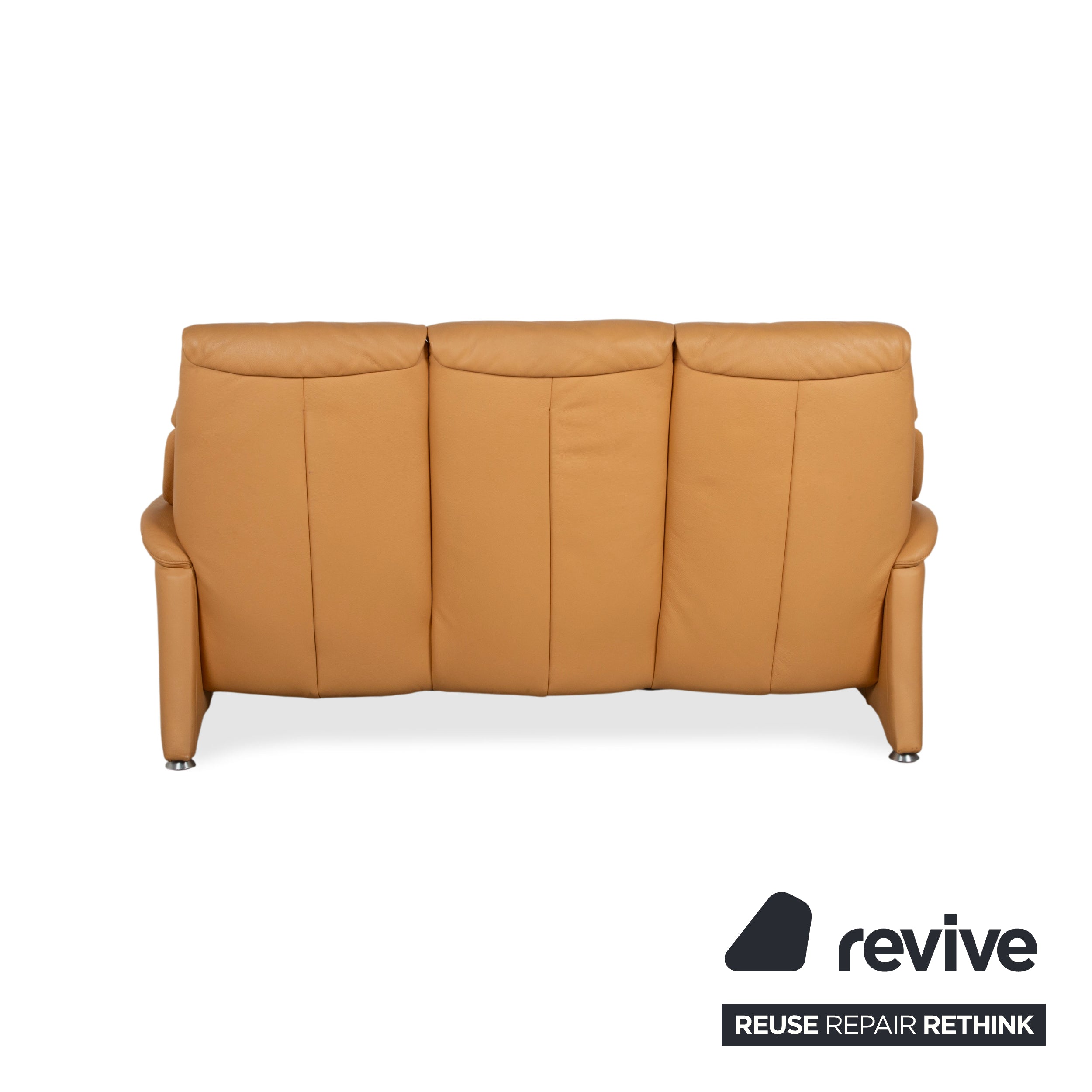 Himolla Three-Seater Leather Sofa Cognac Orange Couch
