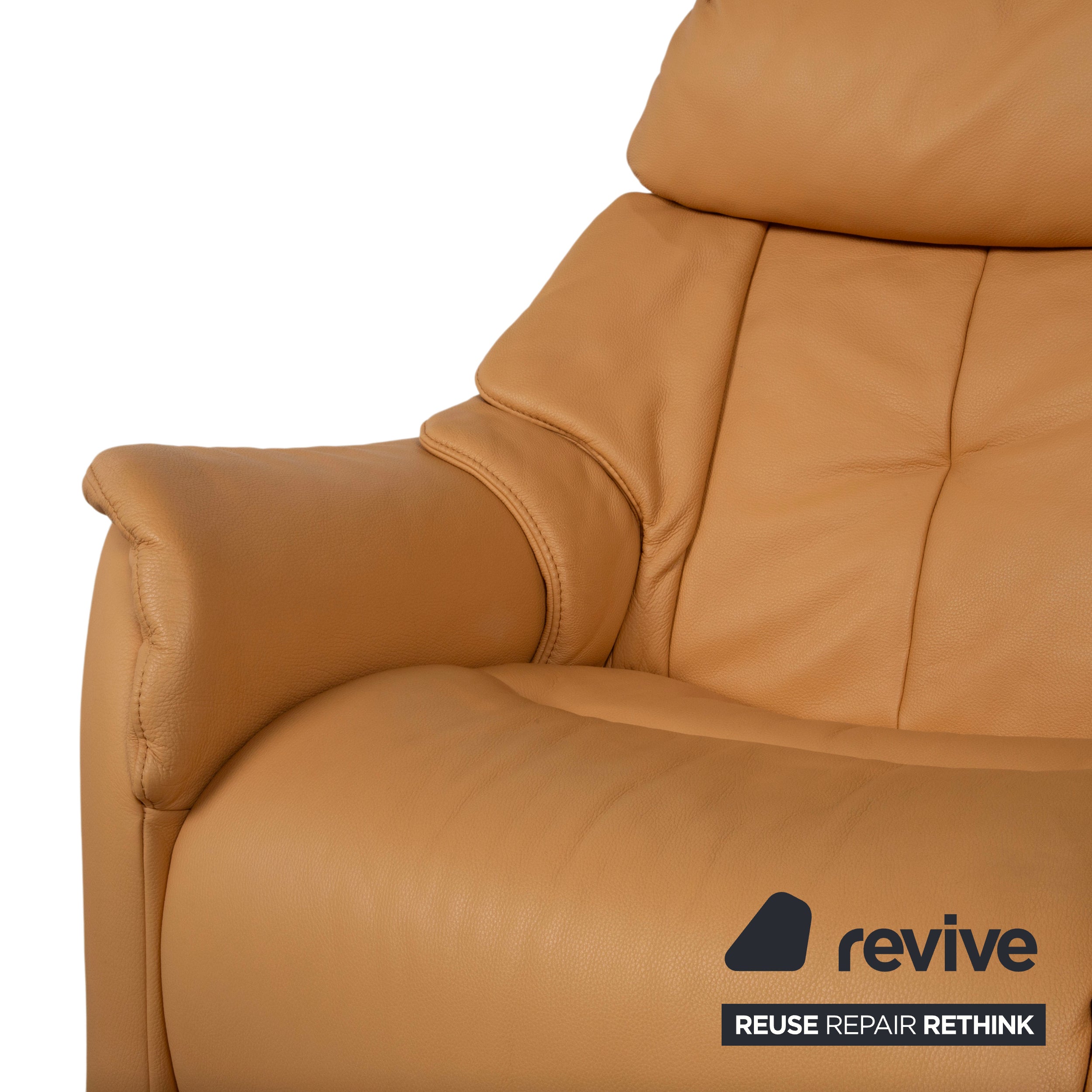 Himolla Three-Seater Leather Sofa Cognac Orange Couch